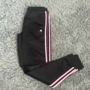 black/pink adidas joggers